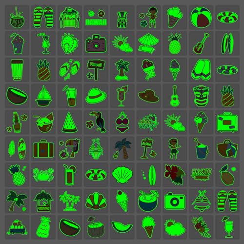EMOME Glow in the Dark Temporary Tattoos for Kids 204 Sheets Hawaiian Luau Party Favors