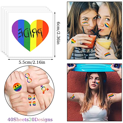 CCINEE 40 Sheets Rainbow Temporary Tattoos LGBT Pride Festival Stickers