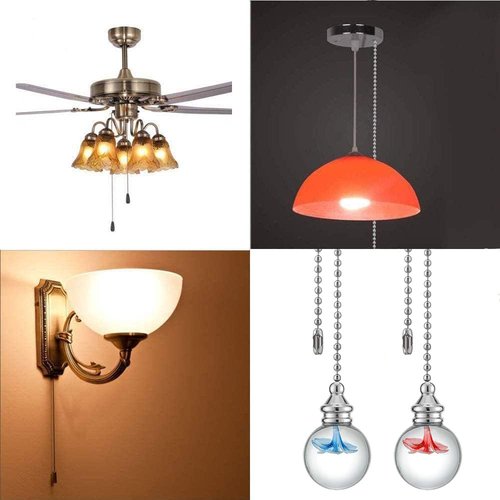 Akahttbn Crystal Ceiling Fan Chain Pulls Extension 12 Inches 30mm Diameter Glass Flower Pendant Chain Set for Ceiling Light Lamp Pulls (Nickel) 2 Pcs