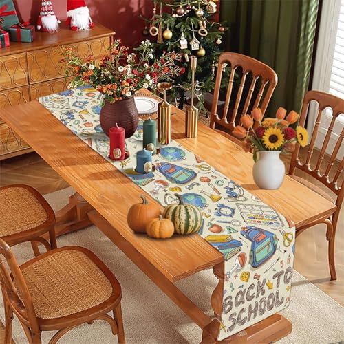 Back to School Table Runner 13x72 Inch First Day of School Classroom Decor