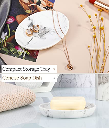 Luxspire Oval Soap Dish Holder - Gravel White, 1 Pack