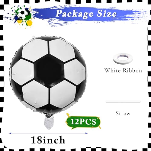 12PCS Soccer Balloons - 18 Inch Foil Balloons for Party Decor