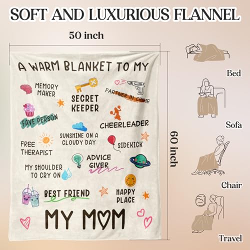 Mom Blanket with Heartwarming Messages - 60" x 50" Fleece Throw