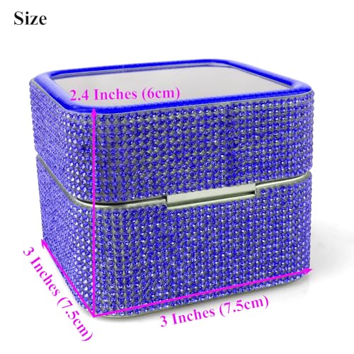 Cellentool 25-Hole Nail Drill Bit Holder - Rhinestone Storage Case, Deep Blue