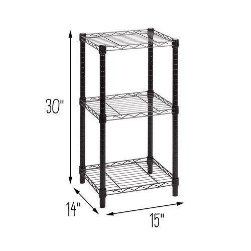 Honey-Can-Do Small 3-Tier Adjustable Storage Shelving Unit SHF-09209 Black 600 lbs