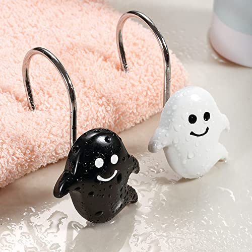 CHICTIE Halloween Ghost Shower Curtain Hooks - Set of 12 Rust-Resistant Rings