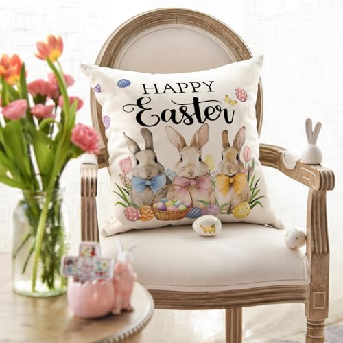 Easter Bunny Throw Pillow Cover - 18x18 Inch Polyester Cushion Case