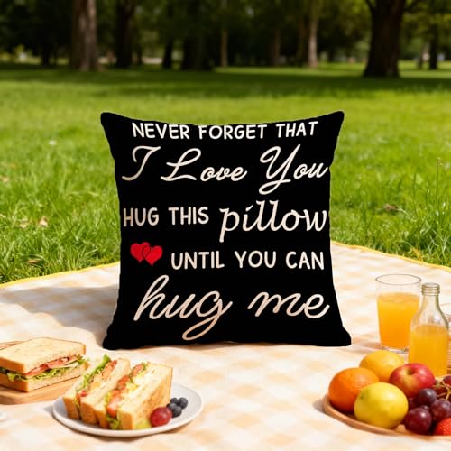 Never Forget I Love You Throw Pillow Cover - 18x18 Linen Cushion Case (N Forget B)