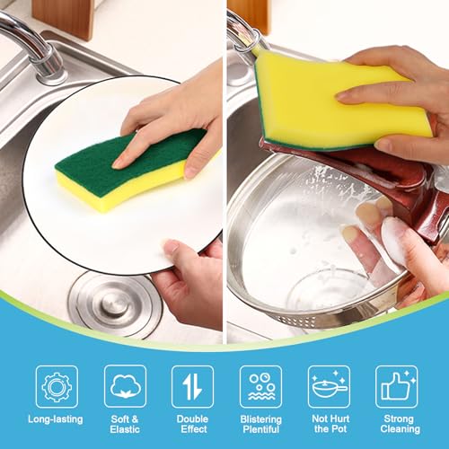 AIDEA XL Heavy Duty Dish Sponges 24 PK - S Shape for Tough Cleaning