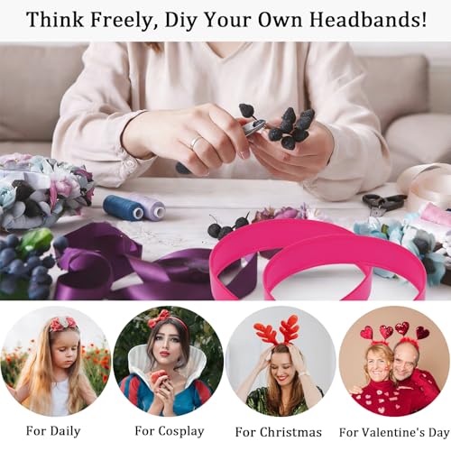 Wecoe 10pcs Rose Red 1-Inch Wide Plastic Headbands with Teeth for Women