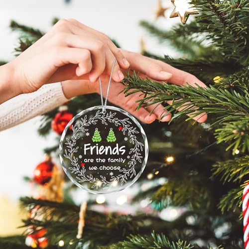 Friends Christmas Ornament Gift for Friendship - Glass Holiday Decoration with Double Side Print - 3.14 Inch - Friends Variation