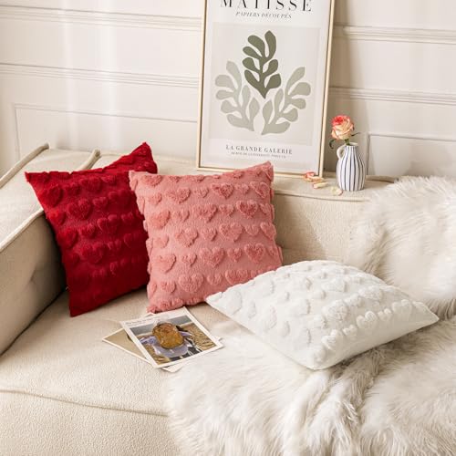 MIULEE Valentines Pillow Covers 18x18 Inch Set of 2 Red Heart Holiday Decor