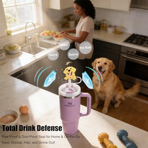 Golden Retriever Silicone Straw Covers 4PCs - Playful Dog-Themed Drink Toppers