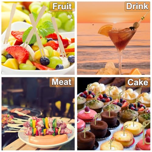 400 Pcs Bamboo Cocktail Picks for Appetizers - Eco-Friendly Skewers