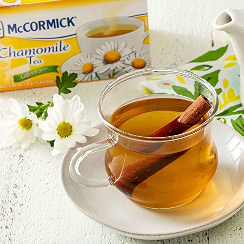 McCormick Caffeine-Free Chamomile Tea Bags 25 Count (1.06 oz) Pack of 6 - Relaxing Herbal Tea