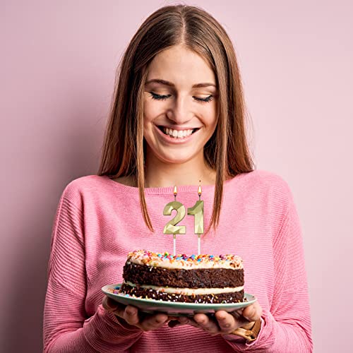 Gold 3D Diamond Birthday Candles Set - 17 & 71 Number Decoration