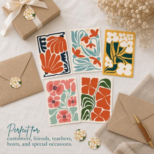 AUDREE 50 Pack Modern Abstract Floral Blank Cards & Envelopes