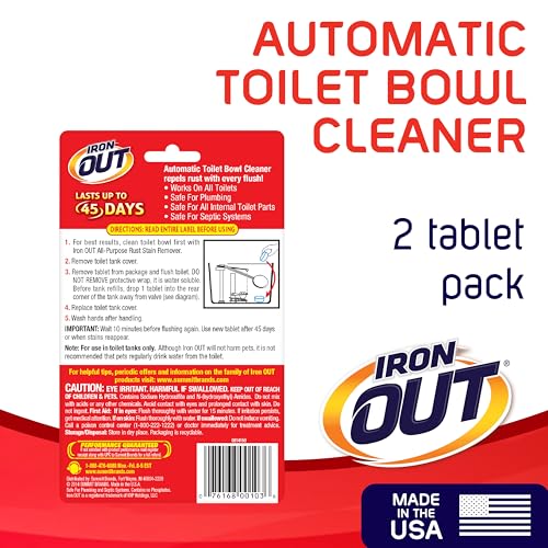 Iron OUT Automatic Toilet Bowl Cleaner Tablets - Rust & Hard Water Stain Prevention, 2 Pack