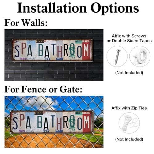 EUDOSI Vintage Metal Spa Sign - 15x4 Retro Bathroom Wall Art