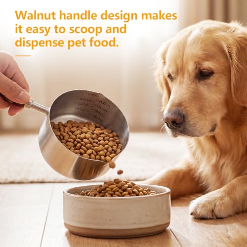 Ondware Stainless Steel Pet Food Scoop with Wooden Handle - 1 Cup