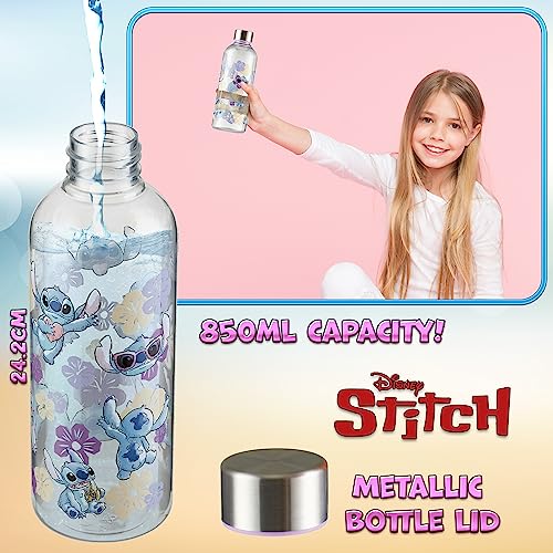Disney Stitch Water Bottle for Kids - 850ml Leak-Proof BPA-Free Sports Bottle
