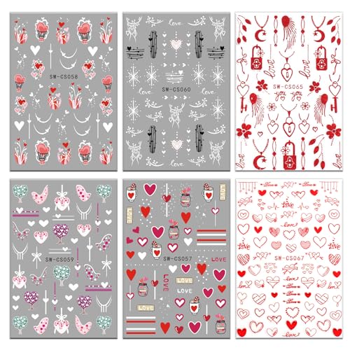 Valentine's Day Love Heart Nail Art Stickers 3D Self-Adhesive Decals