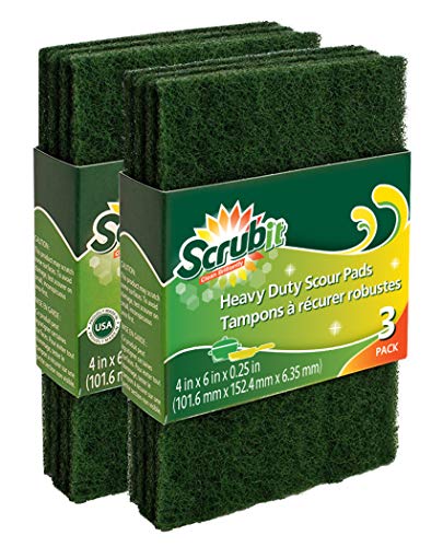 Heavy Duty Non-Scratch Scouring Pads - 6 Pack for Kitchen Cleaning
