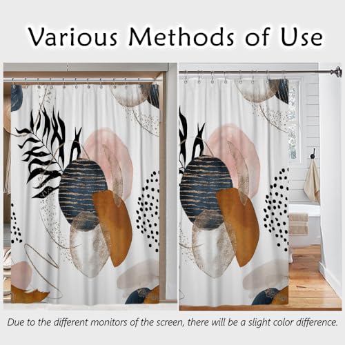 Yeele Boho Abstract Geometric Shower Curtain, 71x71 Inch Waterproof