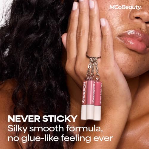 MCoBeauty Lip Gloss Trio Keychain Set - 3 Mini High Shine Hydrating Shades