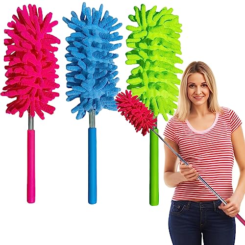 M-Jump 3 Pack Washable Extendable Microfiber Dusters, 11" to 30"