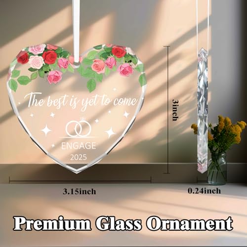 Heart-Shaped Glass Engagement Ornament for Couples - Perfect Gift