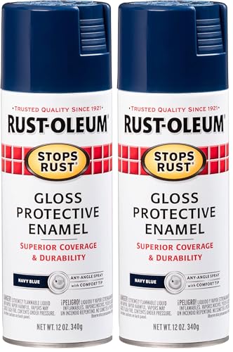 Rust-Oleum Stops Rust Protective Spray Paint, Gloss Navy, 12 oz (Pack of 2)