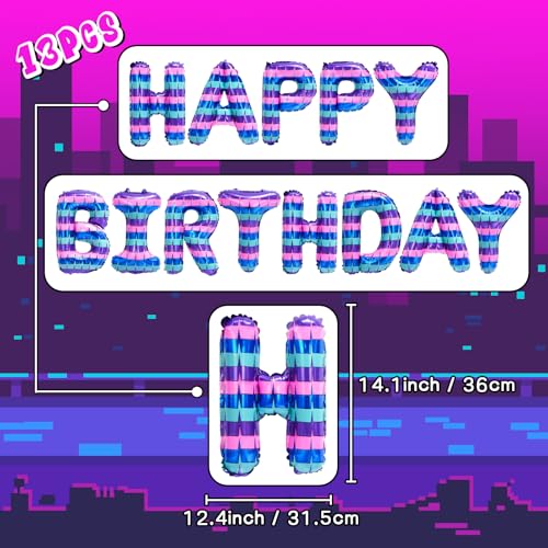 Video Game Birthday Banner with Foil Balloons - Party Decorations
