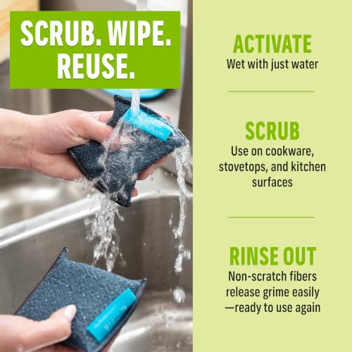 E-Cloth Non-Scratch Scrubbing Pads - Gray, 2 Pack Reusable Sponges