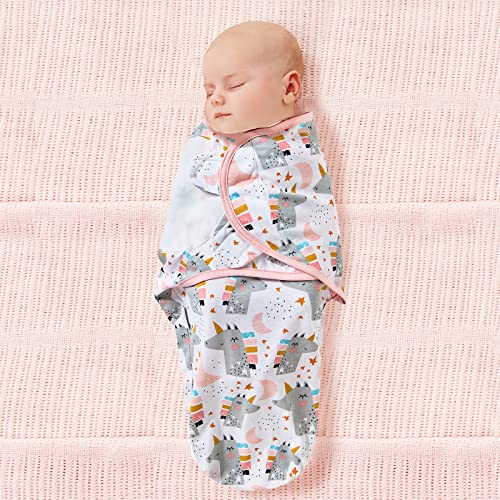 Pink Unicorn Baby Swaddle Blanket - 3 Pack Soft Cotton Wraps for Newborns 0-3 Months