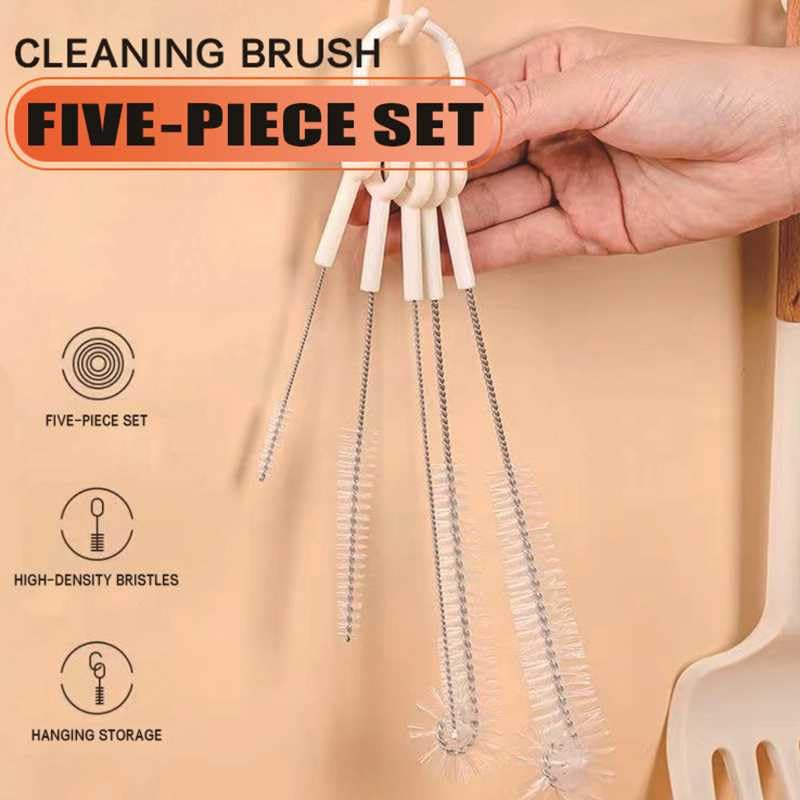 5-Piece Straw Cleaning Brush Set - Durable Stainless Steel for Cups & Bottles
