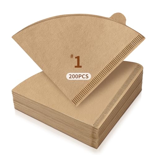 200 Count Unbleached Coffee Filters #1 - Disposable Cone for Pour Over & Drip Coffee Makers (No Box)