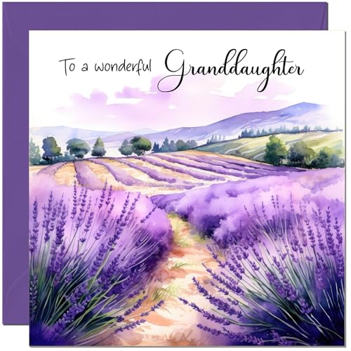 Beautiful Purple Lavender Birthday Card for Granddaughter
