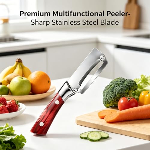 Multi-Functional Vegetable Peeler with Wooden Handle & Opener