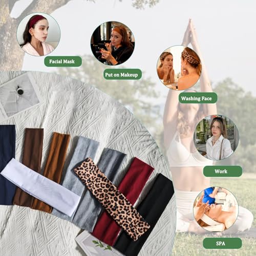 Burcoya 9 Pack Non Slip Stretch Elastic Headbands for Women Sports Yoga