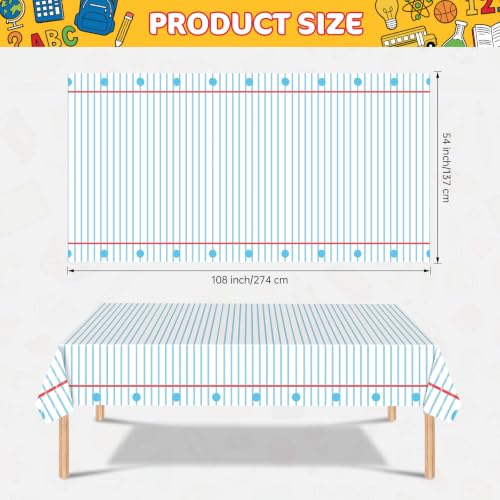 Back to School Tablecloths - 3 Pack Disposable Notebook Design, 108x54 Inch