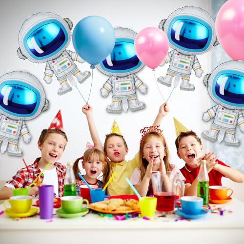 Space Theme Foil Balloon Set - 9 Pack Astronaut Party Decorations