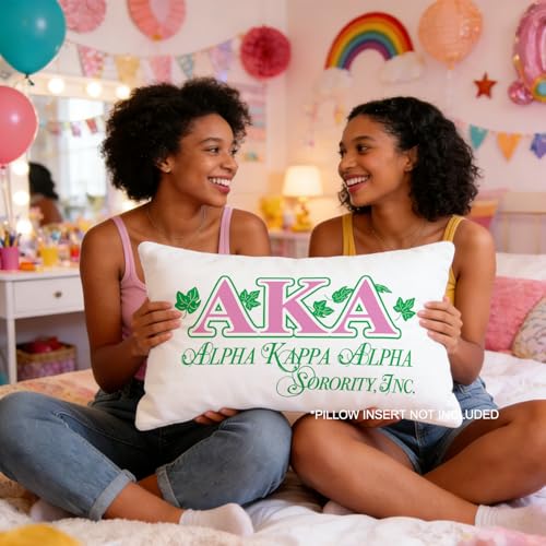 AKA Sorority Lumbar Pillow Cover - Green Ivy Leaf Print, 12x20