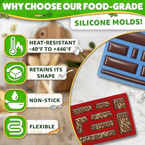 3 Pcs Non-Stick Food-Grade Silicone Chocolate Molds