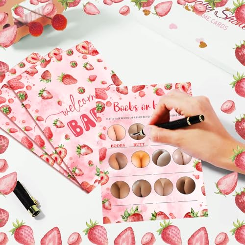 Strawberry Baby Shower Games - 30 Pack Pink Berry Party Supplies