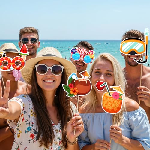 30PCS Hawaiian Photo Booth Props for Summer Parties