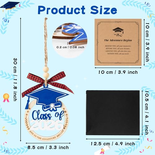 Class of 2026 Graduation Ornament - 2-Layer Wooden Cap Decor