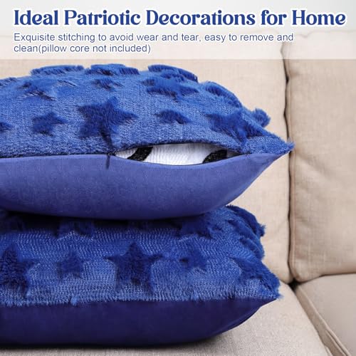 Tiamon Set of 2 18x18 Blue Star Throw Pillow Covers