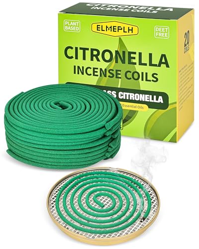 Citronella Incense Coils for Outdoors - 20 Count with Stand