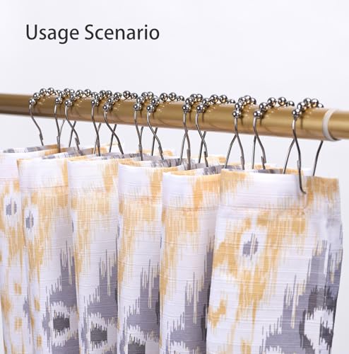 Rust-Proof Stainless Steel Shower Curtain Hooks - 12 Pcs, Polished Nickel